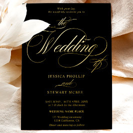 Chic Black photocalligraphy bruiloft Folie Uitnodiging