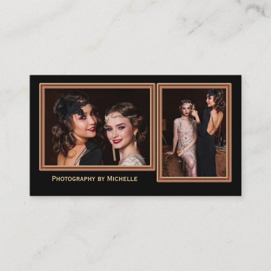 Chic Black Photographer Visitekaartje (Voorkant)