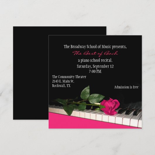 Chic Black & Pink Custom Piano Innovation Kaart (Voorkant / Achterkant)