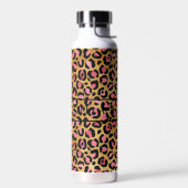 Chic Black Pink Gold Leopard Afdrukken op maat Waterfles (Links)