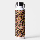 Chic Black Pink Gold Leopard Afdrukken op maat Waterfles (Voorkant)