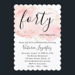 Chic Black Pink Gold Typografie 40th Birthday Kaart<br><div class="desc">Chic Black Pink Gold Typografie 40th Birthday Invitation</div>