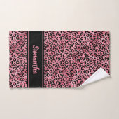 Chic Black Pink Leopard Afdrukken op maat Bad Handdoek (Handdoek)