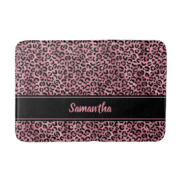 Chic Black Pink Leopard Afdrukken op maat Badmat
