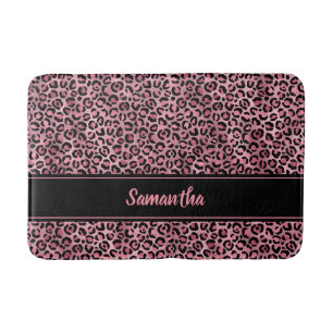 Chic Black Pink Leopard Afdrukken op maat Badmat