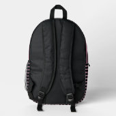 Chic Black & Pink Line Art Backpack Bedrukte Rugzak (Achterkant)