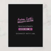 Chic Black Pink Moderne Prijslijst Salon Diensten  Flyer (Achterkant)