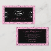 Chic Black Pink Sparging Diamonds Voeg  Logo toe Visitekaartje (Voorkant / Achterkant)