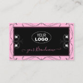 Chic Black Pink Sparging Diamonds Voeg  Logo toe Visitekaartje (Voorkant)