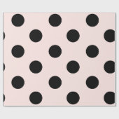 Chic Black Polka Dots Pattern & Blush Pink Weddens Cadeaupapier (Vlak)