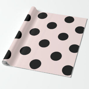 Chic Black Polka Dots Pattern & Blush Pink Weddens Cadeaupapier