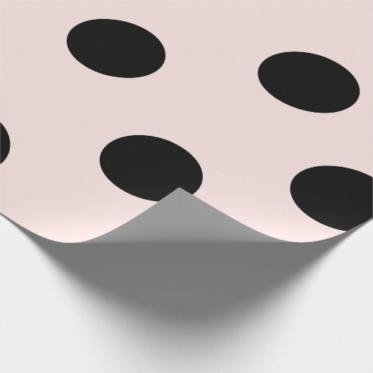 Chic Black Polka Dots Pattern & Blush Pink Weddens Cadeaupapier (Hoek)