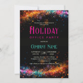 Chic Black Rainbow Glitter Holiday Kantoor Party Kaart (Voorkant)