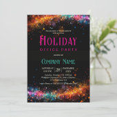 Chic Black Rainbow Glitter Holiday Kantoor Party Kaart (Staand voorkant)