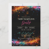 Chic Black Rainbow Glitter Nieuwjaarsfeest Kaart (Voorkant)