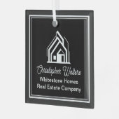 Chic Black Real Estate Company Custom Realtor Glas Ornament (Voorkant links)