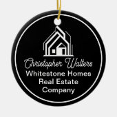Chic Black Real Estate Company Customized Realtor Keramisch Ornament (Voorkant)
