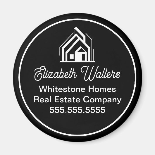 Chic Black Real Estate Company Customized Realtor Magneet (Voorkant)