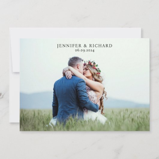  Chic Black Red Cherry Rustieke Trouwfoto Bedankkaart (Voorkant)