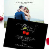  Chic Black Red Cherry Rustieke Trouwfoto Bedankkaart