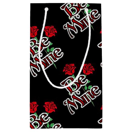 Chic Black Red Rose Be Mine Klein Cadeauzakje (Achterkant)