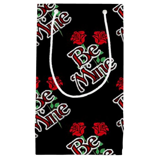 Chic Black Red Rose Be Mine Klein Cadeauzakje (Voorkant)