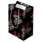 Chic Black Red Rose Be Mine Medium Cadeauzakje (Voorkant Gekanteld)