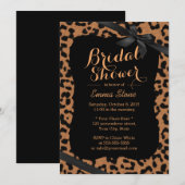 Chic Black Ribbon Leopard Print Vrijgezellenfeest Kaart (Voorkant / Achterkant)