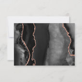 Chic Black Roos Gold Agate Dark Wedding RSVP Kaartje (Achterkant)