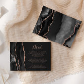 Chic Black Roos Gold Agate Dark Weduwdetails Informatiekaartje