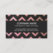 Chic Black Roos Gold Chevron Wave Stripes Patroon Visitekaartje (Achterkant)