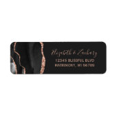 Chic Black Roos Gold Dark Weduwingadres Etiket (Voorkant)