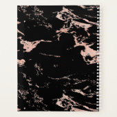 Chic Black Roos Gold Foil marble Monogram Planner (Achterkant)