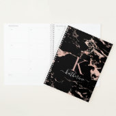 Chic Black Roos Gold Foil marble Monogram Planner (Display)