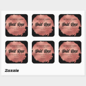 Chic Black Roos Gold Foil Modern Luxury Candle Vierkante Sticker (Vel)