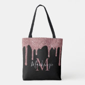 Chic Black Roos Gold Glitter Drivers Monogram Tote Bag (Achterkant)