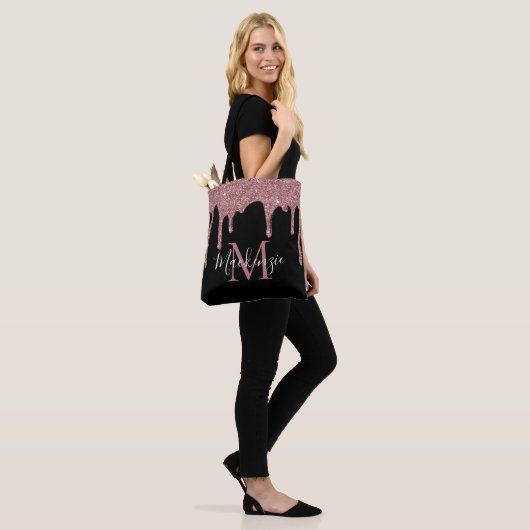 Chic Black Roos Gold Glitter Drivers Monogram Tote Bag (Op model)