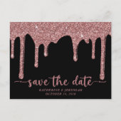 Chic Black Roos Gold Glitter-schijven sparen de da Aankondigingskaart (Voorkant)