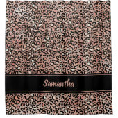 Chic Black Roos Gold Leopard Afdrukken op maat Douchegordijn (Voorkant)