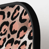 Chic Black Roos Gold Leopard Afdrukken op maat Pickleball Paddle (Links Detail)