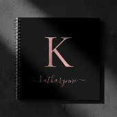 Chic Black Roos Gold Pink Monogram naam Notitieboek