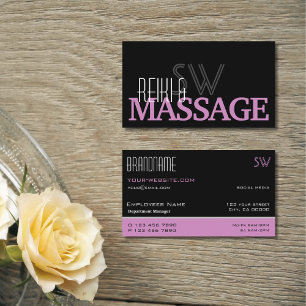 Chic Black Roze en White Simple met Monogram Visitekaartje