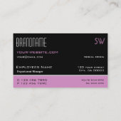 Chic Black Roze en White Simple met Monogram Visitekaartje (Achterkant)