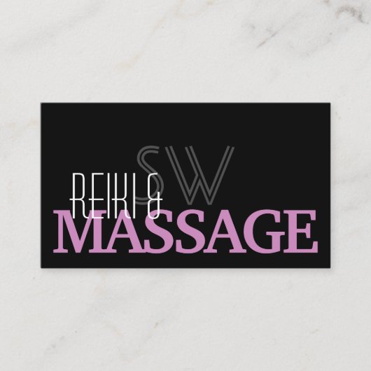 Chic Black Roze en White Simple met Monogram Visitekaartje (Voorkant)