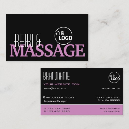 Chic Black Roze en White Simple Stylish met Logo Visitekaartje (Voorkant / Achterkant)