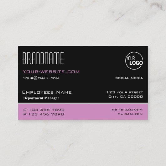 Chic Black Roze en White Simple Stylish met Logo Visitekaartje (Achterkant)
