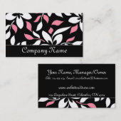 Chic Black/Roze & White Floral Visitekaartjes (Voorkant / Achterkant)