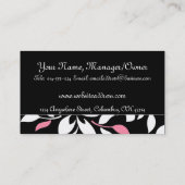 Chic Black/Roze & White Floral Visitekaartjes (Achterkant)