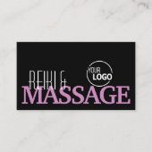 Chic Black Roze White Simple met Logo en foto Visitekaartje (Voorkant)