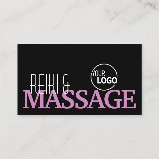 Chic Black Roze White Simple met Logo en foto Visitekaartje (Voorkant)